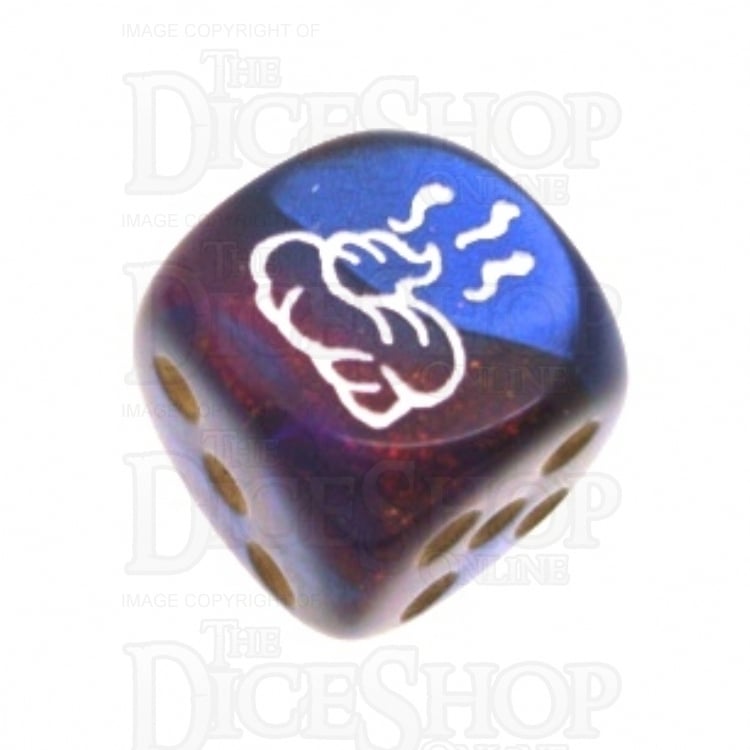 Chessex Gemini Blue & Magenta SHIT Logo D6 Spot Dice - Discontinued