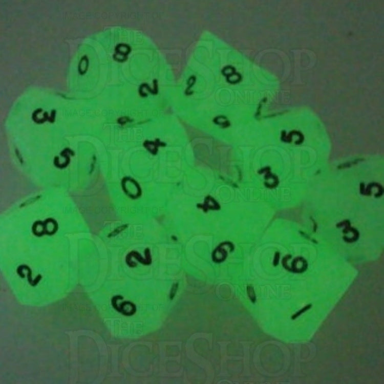 GameScience Glow in the Dark & Black Ink 10 x D10 Dice Set