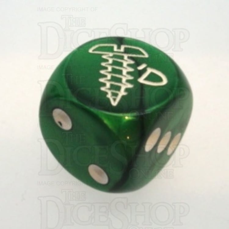 Chessex Gemini Green SCREWED Logo D6 Spot Dice