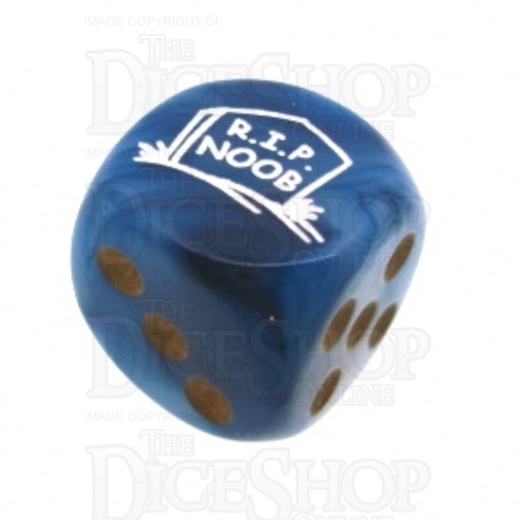 Chessex Phantom Teal RIP NOOB Logo D6 Spot Dice