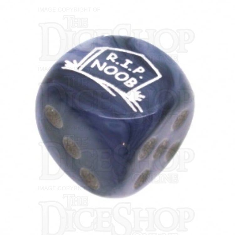Chessex Phantom Black RIP NOOB Logo D6 Spot Dice