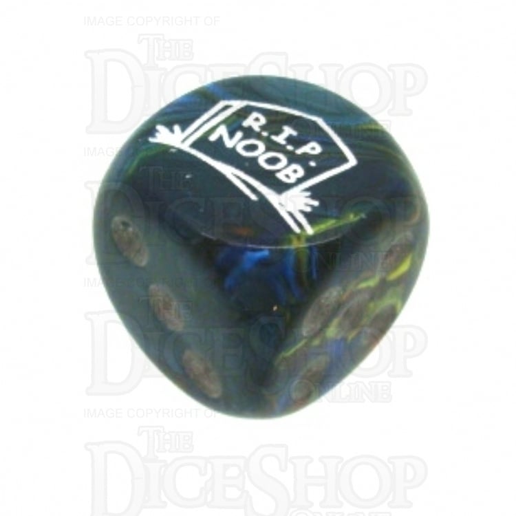 Chessex Festive Green RIP NOOB Logo D6 Spot Dice