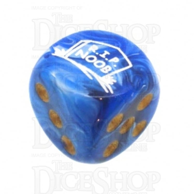 Chessex Vortex Blue RIP NOOB Logo D6 Spot Dice