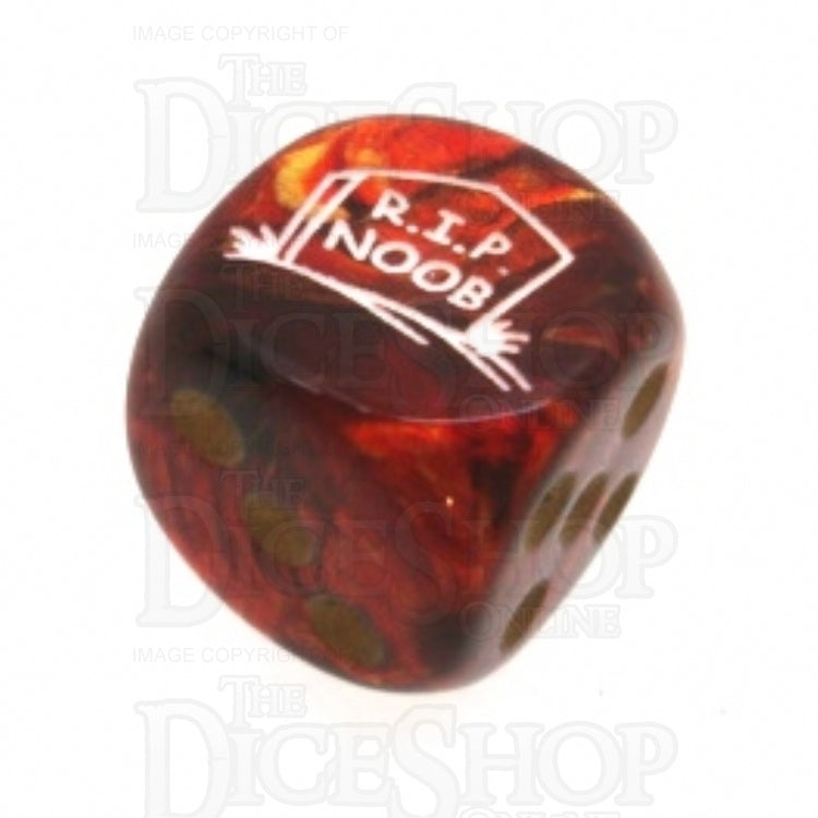 Chessex Scarab Scarlet RIP NOOB Logo D6 Spot Dice
