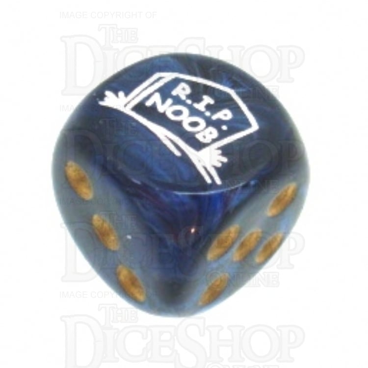 Chessex Scarab Royal Blue RIP NOOB Logo D6 Spot Dice