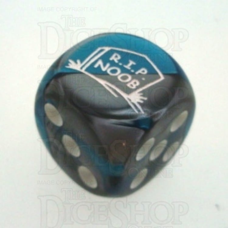 Chessex Gemini Steel & Teal RIP NOOB Logo D6 Spot Dice