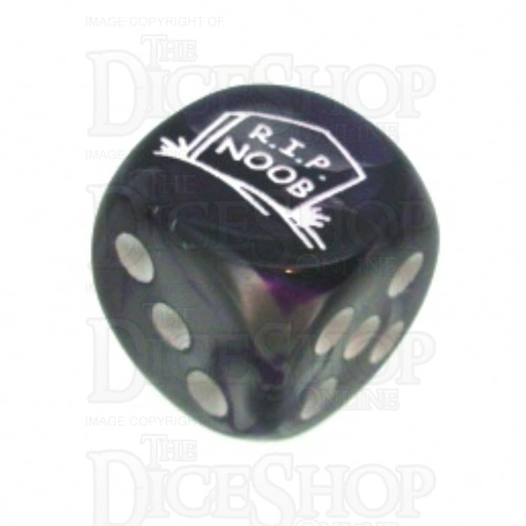 Chessex Gemini Purple & Steel RIP NOOB Logo D6 Spot Dice