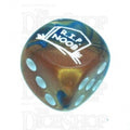 Chessex Gemini Blue & Gold RIP NOOB Logo D6 Spot Dice