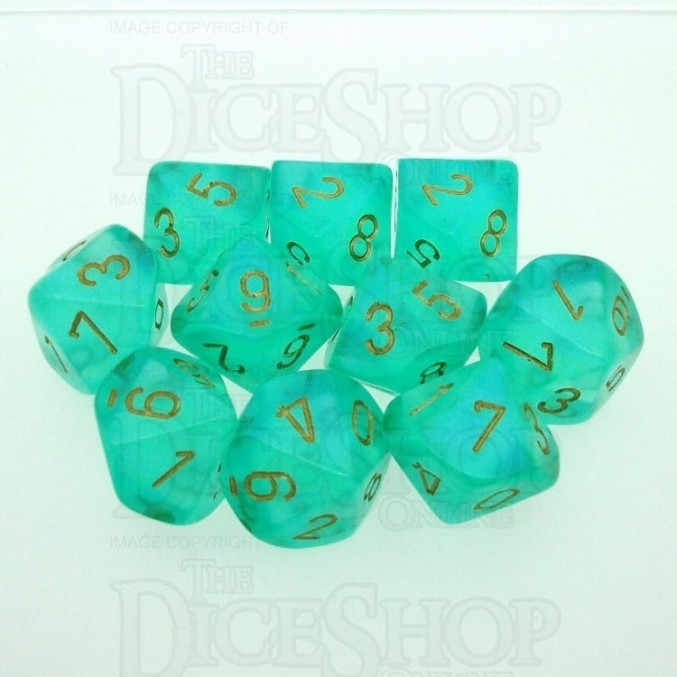 Chessex Borealis NG Light Green 10 x D10 Dice Set - Discontinued