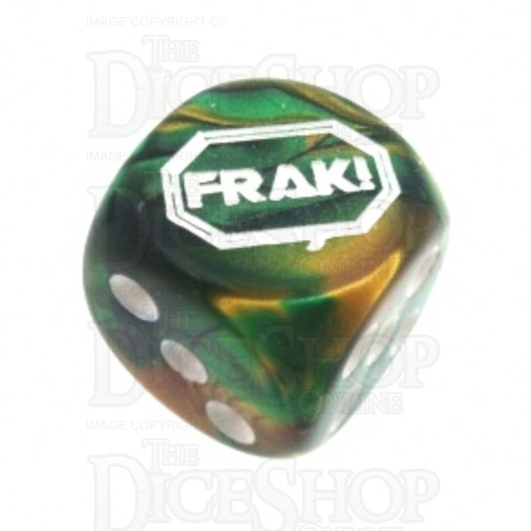 Chessex Gemini Gold & Green FRAK! Logo D6 Spot Dice
