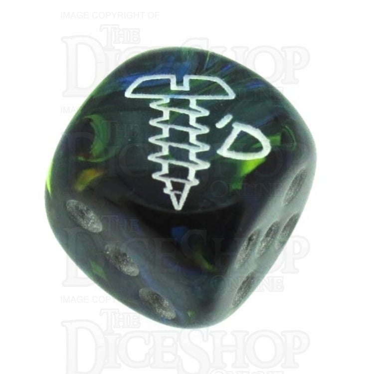 Chessex Festive Green SCREWED Logo D6 Spot Dice