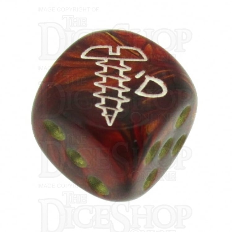 Chessex Scarab Scarlet SCREWED Logo D6 Spot Dice