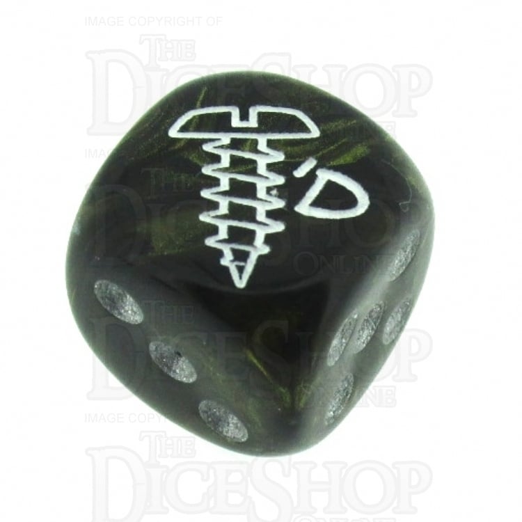 Chessex Leaf Black Gold SCREWED Logo D6 Spot Dice