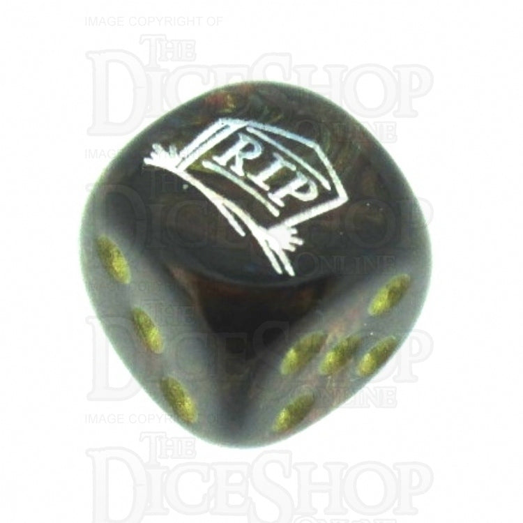 Chessex Scarab Blue Blood RIP Logo D6 Spot Dice