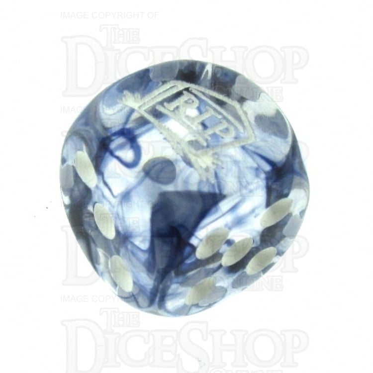 Chessex Nebula Black RIP Logo D6 Spot Dice