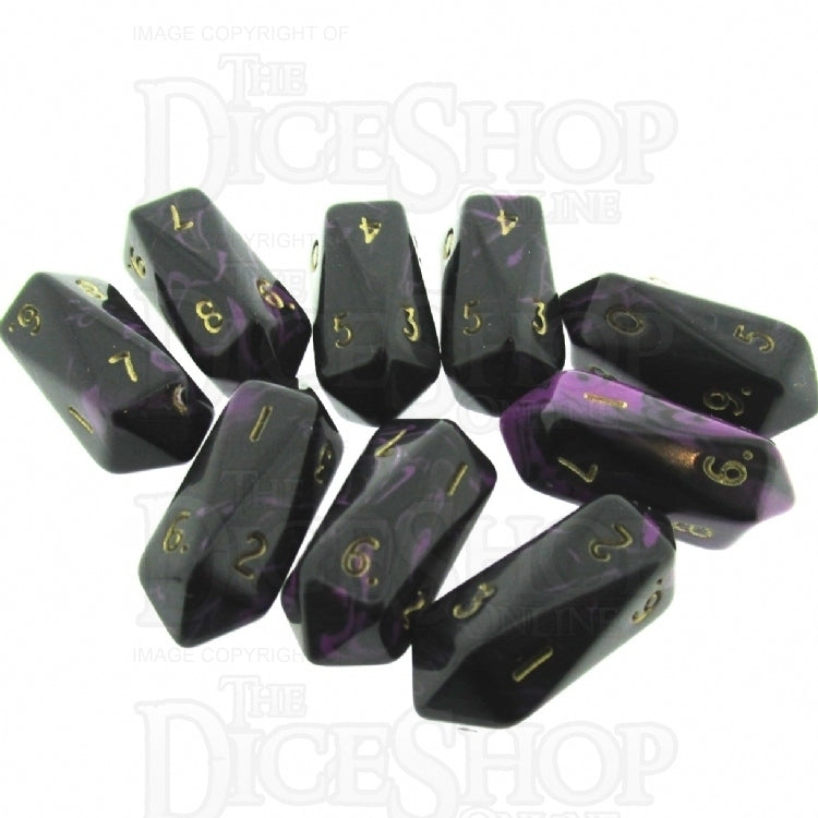 Crystal Caste Oblivion Purple 10 x D10 Dice Set