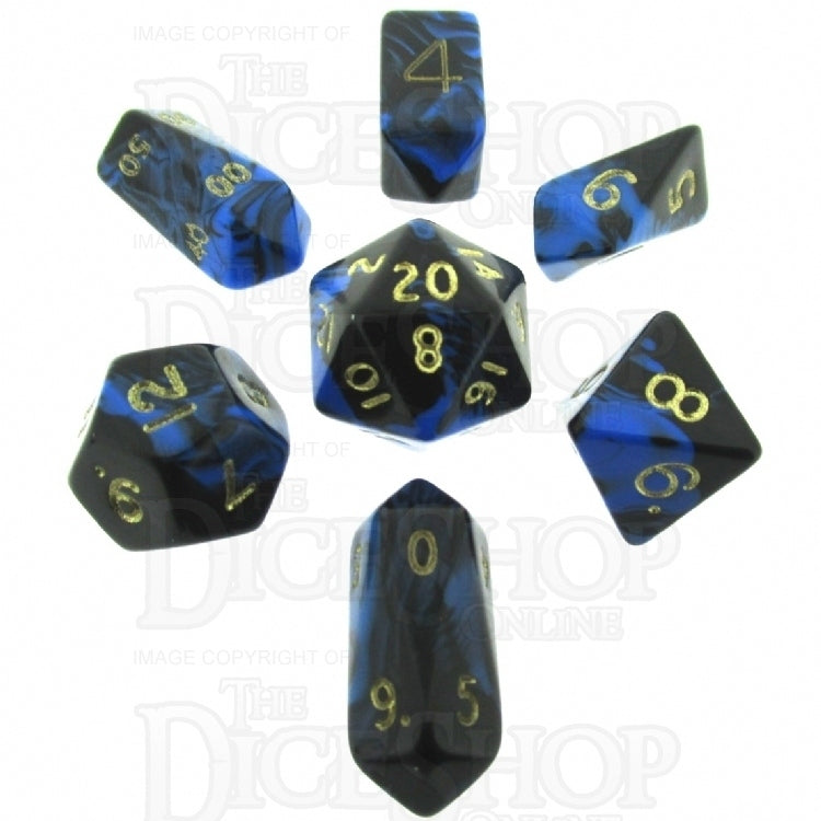 Crystal Caste Oblivion Blue Hybrid 7 Dice Polyset