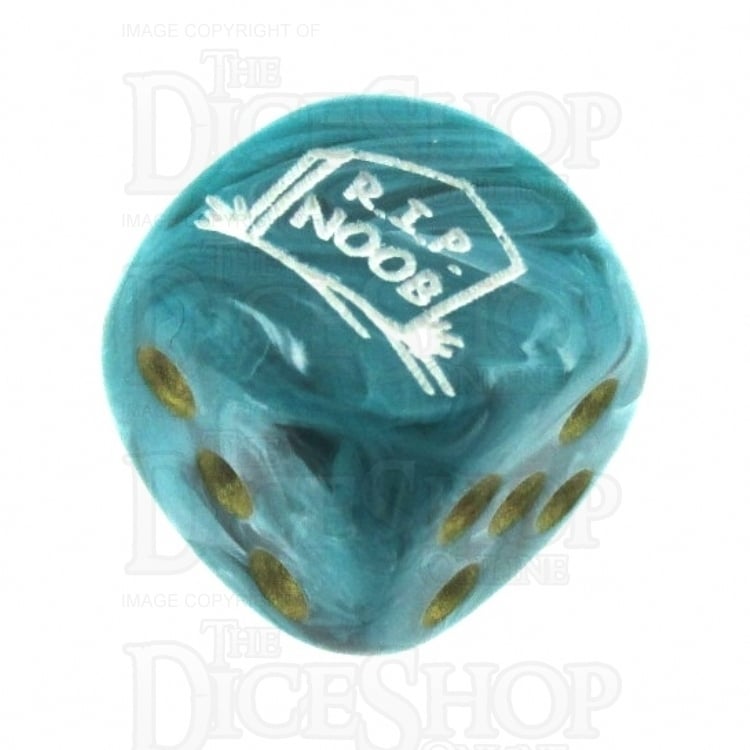 Chessex Vortex Teal RIP NOOB Logo D6 Spot Dice