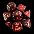 Chessex LAB 10 Lustrous Gothic With Copper 7 Dice Polyset + Bonus D6 - Glow Under Blacklight