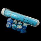 Chessex LAB 10 Shimmer Aqueous & Gold 7 Dice Polyset + Bonus D6