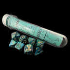 Chessex LAB 10 Gemini Green & Teal With Gold 7 Dice Polyset + Bonus D6