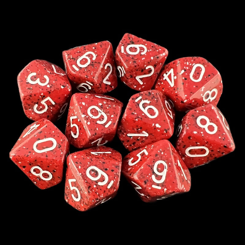 Chessex Speckled Lava Stone 10 x D10 Dice Set