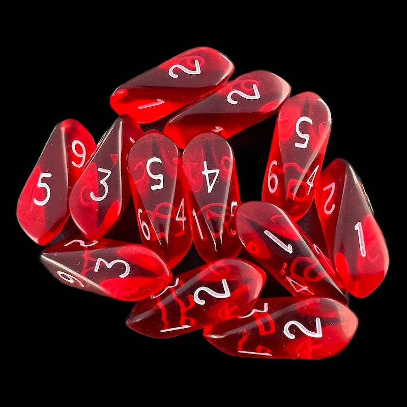Crystal Caste Gem Red 12 x D6 Dice Set