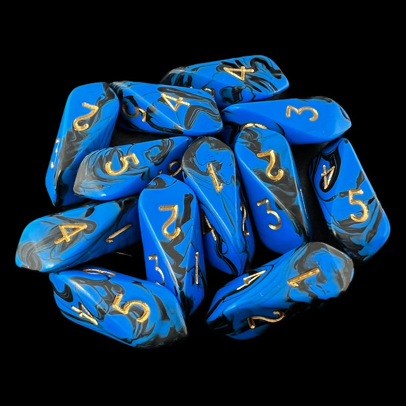 Crystal Caste Oblivion Blue 12 x D6 Dice Set
