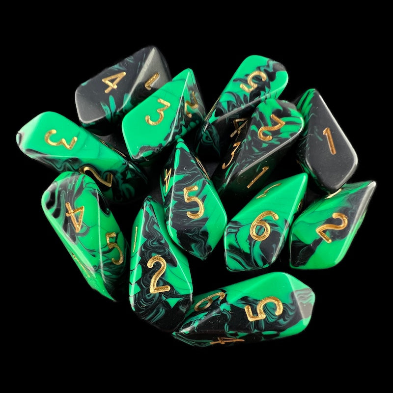 Crystal Caste Oblivion Green 12 x D6 Dice Set