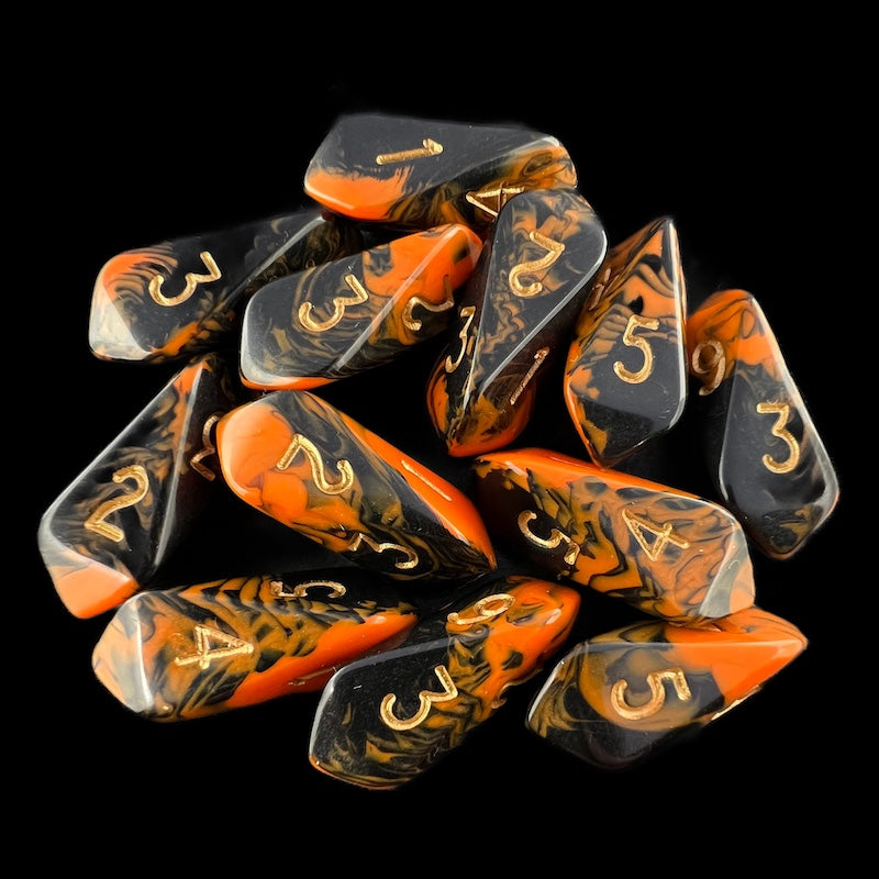 Crystal Caste Oblivion Orange 12 x D6 Dice Set