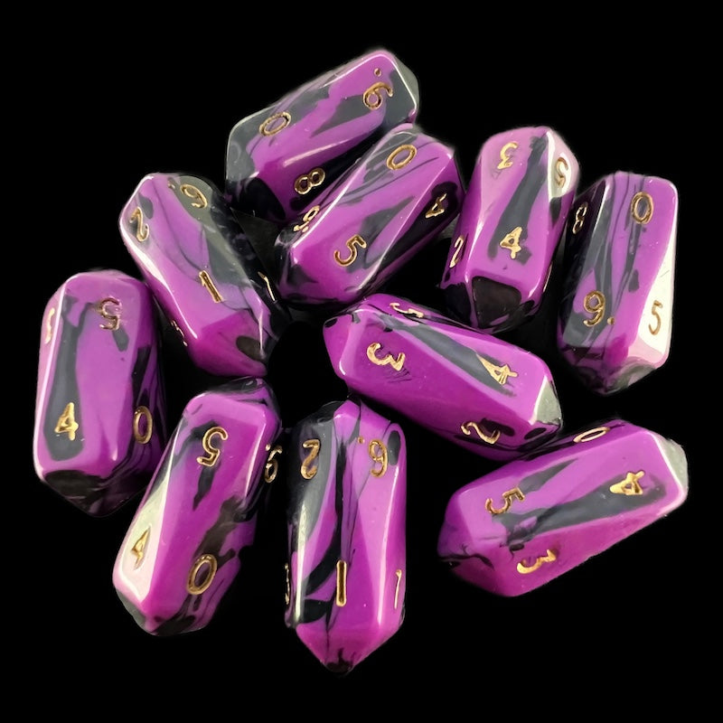 Crystal Caste Oblivion Purple 10 x D10 Dice Set