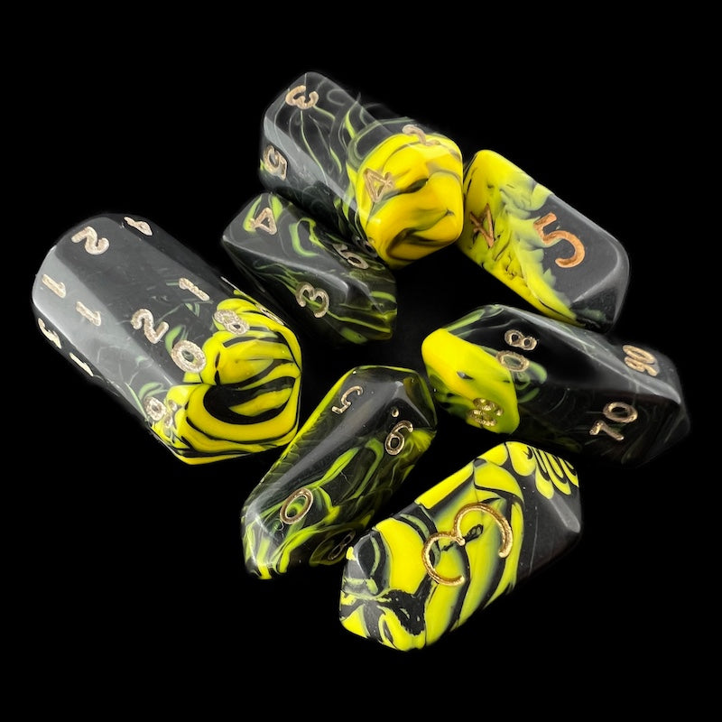 Crystal Caste Oblivion Yellow 7 Dice Polyset