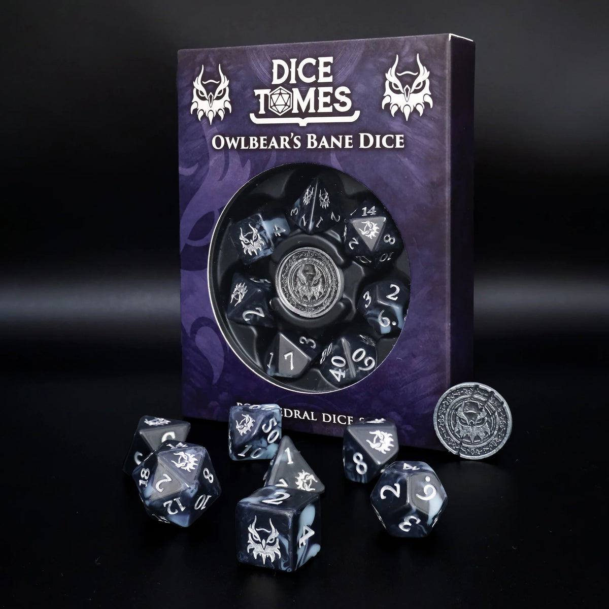 Dice Tomes Owlbears Bane 7 Dice Polyset + Coin