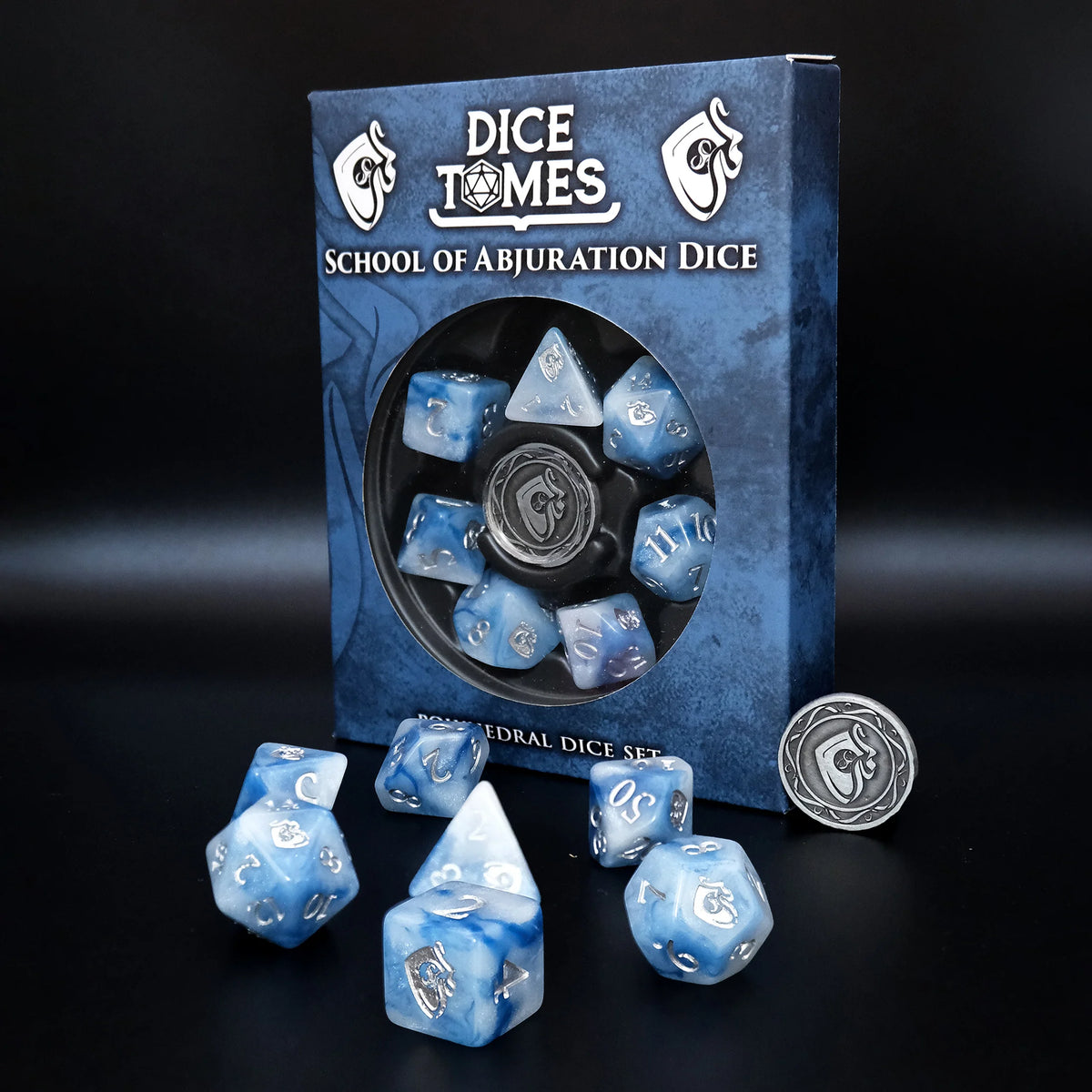 Dice Tomes School of Abjuration 7 Dice Polyset + Coin