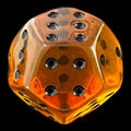 DodecaDice Double D6 Bright Gem Amber & Black 12 Sided Spot D6 Dice