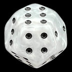DodecaDice Double D6 Pearl White & Black 12 Sided 6 x D6 Dice Set