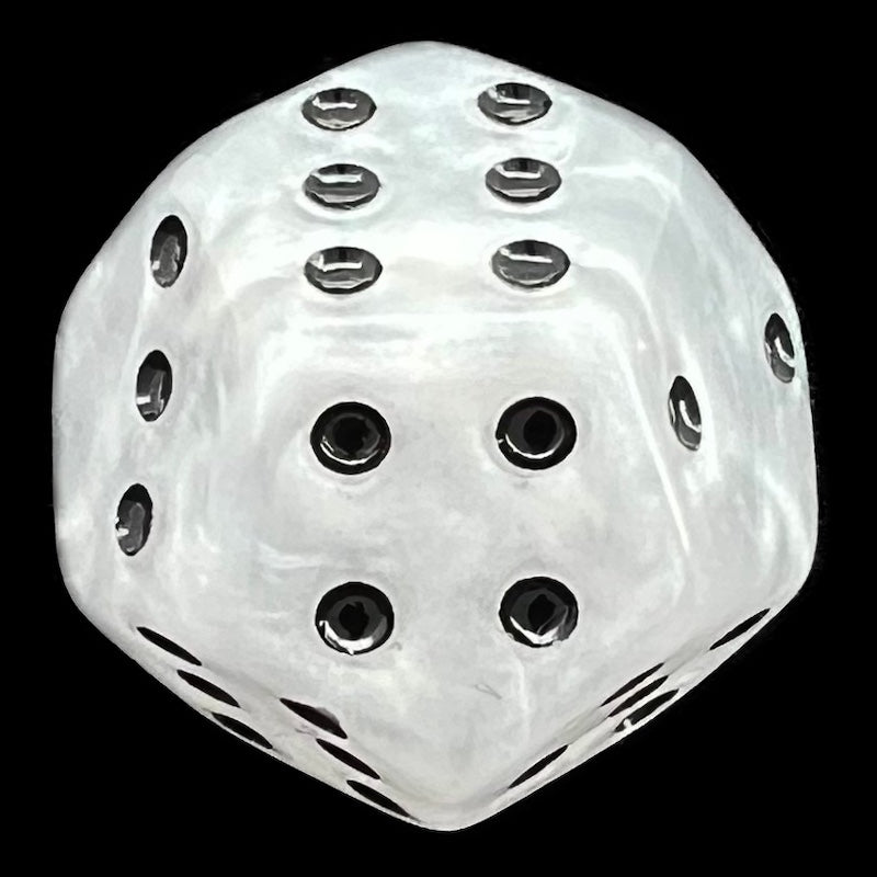 DodecaDice Double D6 Pearl White & Black 12 Sided 6 x D6 Dice Set