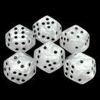 DodecaDice Double D6 Pearl White & Black 12 Sided 6 x D6 Dice Set