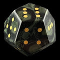 DodecaDice Gemstone Jasper Kambaba & Gold Double D6 12 Sided Spot D6 Dice