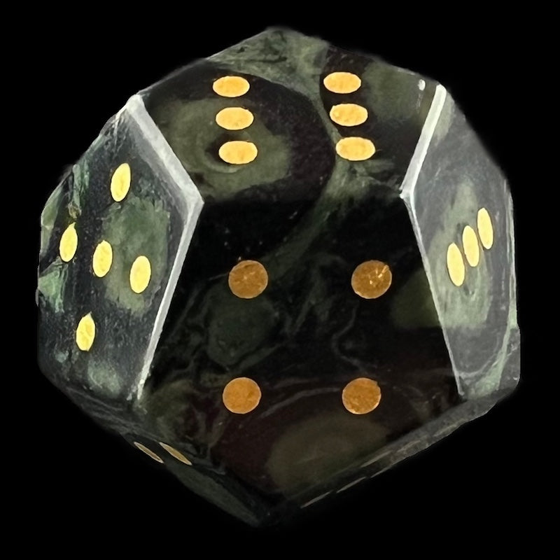DodecaDice Gemstone Jasper Kambaba & Gold Double D6 12 Sided Spot D6 Dice