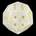 DodecaDice Gemstone Quartz Clear & Gold Double D6 12 Sided Spot D6 Dice