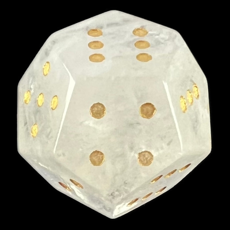 DodecaDice Gemstone Quartz Clear & Gold Double D6 12 Sided Spot D6 Dice