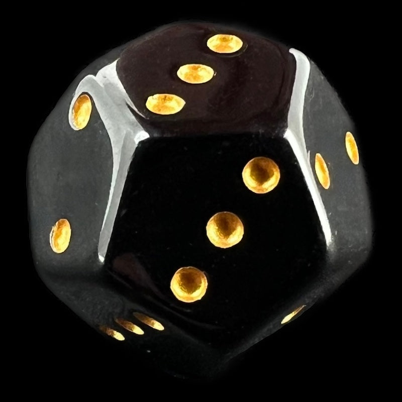 DodecaDice Quadruple D3 Opaque Black & Gold 12 Sided Spot D3 Dice