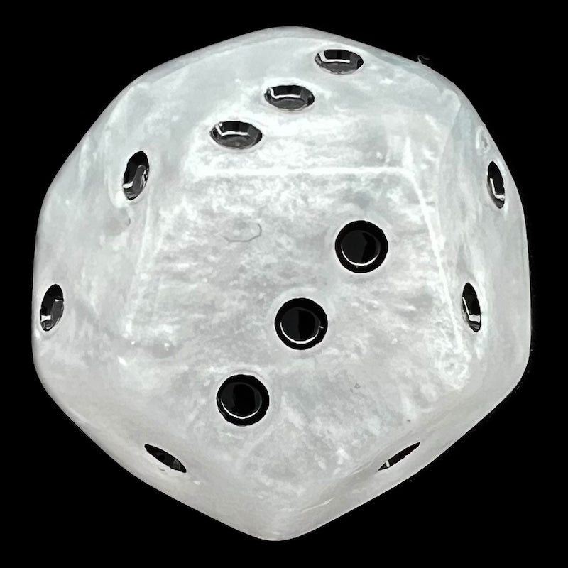 DodecaDice Quadruple D3 Pearl White & Black 12 Sided Spot D3 Dice