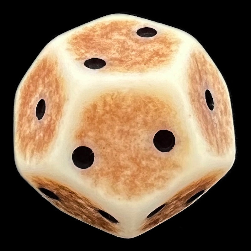 DodecaDice Six-Fold D2 Opaque Antique Ivory 12 Sided Spot D2 Dice
