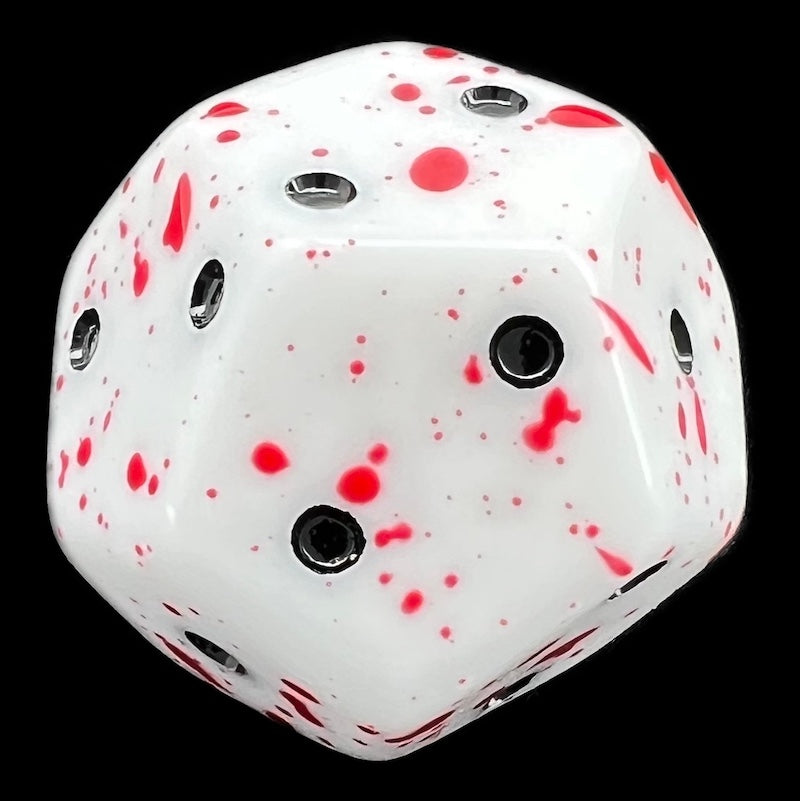 DodecaDice Six-Fold D2 Splatter - Red Blood 12 Sided Spot D2 Dice