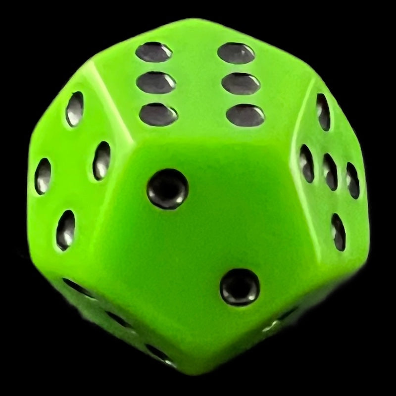 CLEARANCE DoubleSix Opaque Green & Black 12 Sided Spot D6 Dice Kickstarter Limited Edition