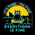 Gaming Pin Badge Cat vs Shark 'Everything is fine'