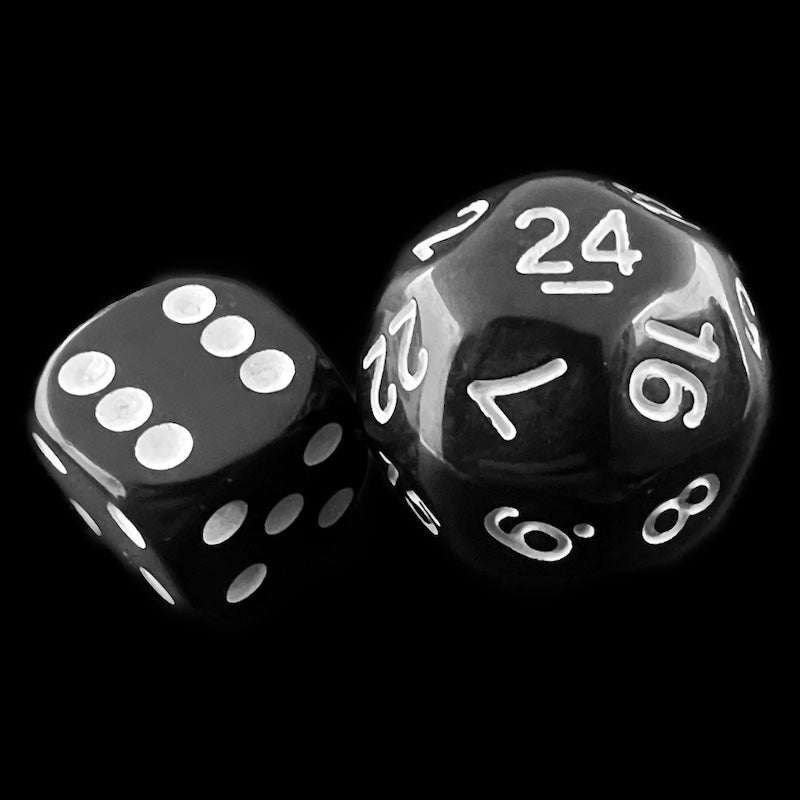 Impact Opaque Black & White D24 Dice