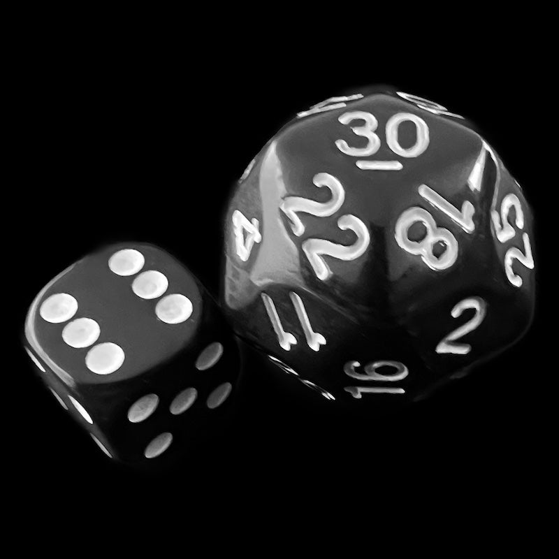 Impact Opaque Black & White D30 Dice